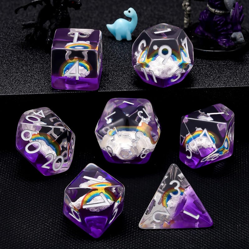 weyano Resin D&D Dice Set, Polyhedral Rainbow Dice for Dungeons and Dragons Role Playing Games (D20, D12, D10, D8, D6, D4) - Image 3